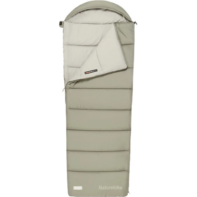 Спальный мешок NATUREHIKE CNK2350WS023 MS500 с капюшоном, зеленый, молния справа 6977465865960